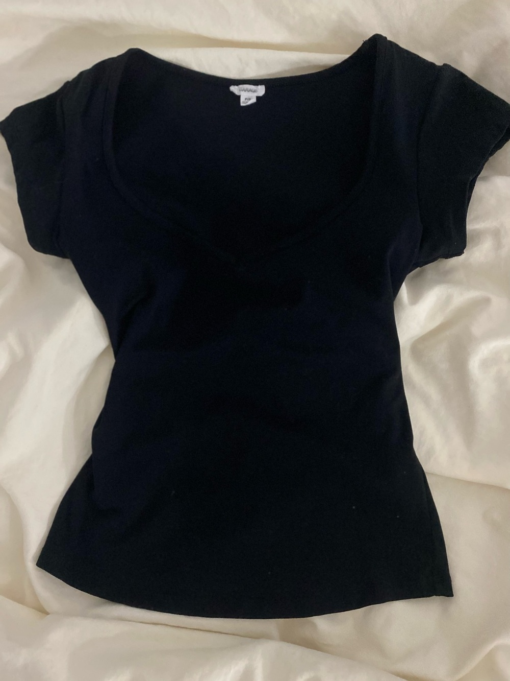Garage Black Scoop Neck Short Sleeve Tee